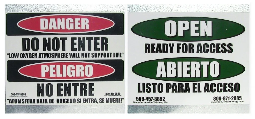 Signage Placards: 2 sided Open and Danger Placard set: #CA029 Slide piece only: #CA029-1 Open sign and Danger sign